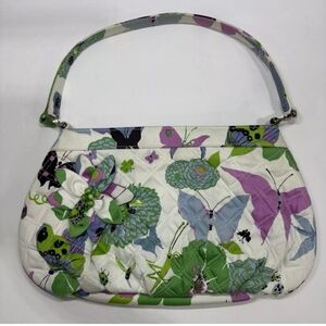 Vera Bradley Sateen Butterfly Limited EditionShoulder Bag w/ Flower Appliqué